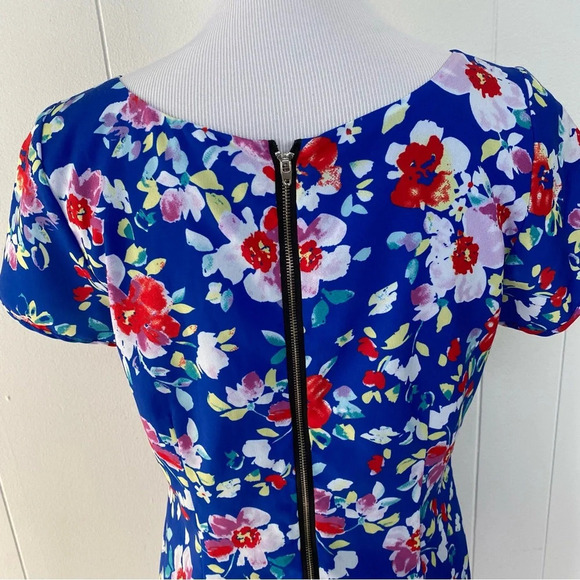 Yumi Kim Blue Floral Shift Dress Size Medium Exposed Zip Love Potion Mini #DR710 - Picture 12 of 15